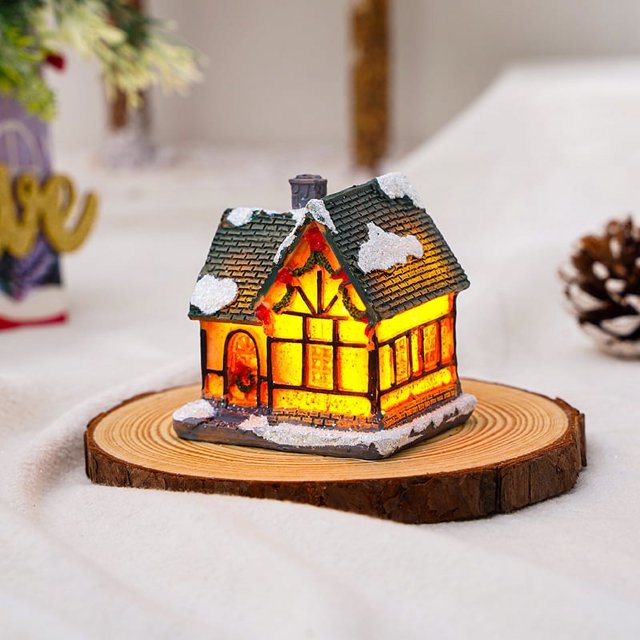 RV Adornos navideños Casas diminutas de resina Micro paisaje Casa de resina Sincero Electrónica