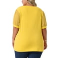 thumbnail image 4 of DARING DIVA Women's Plus Tops V Neck Puff Sleeve Blouse Shirt 4X Yellow, 4 of 6