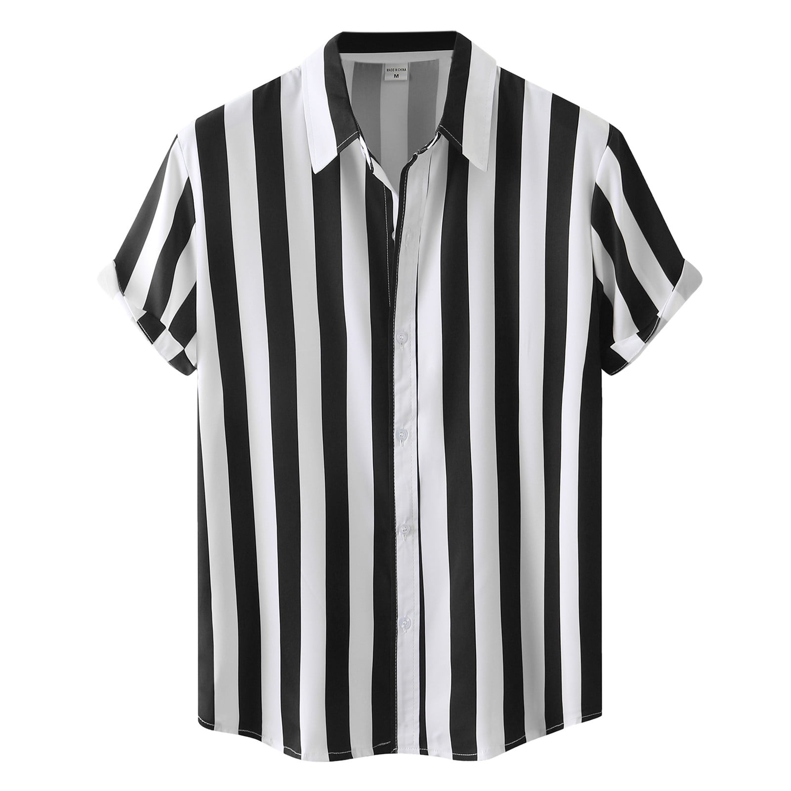 TAIAOJING Mens Bowling Shirts Summer Hawaii Striped PrinShort Sleeve ...