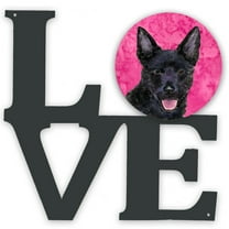 Pink Australian Kelpie Metal Wall Artwork LOVE
