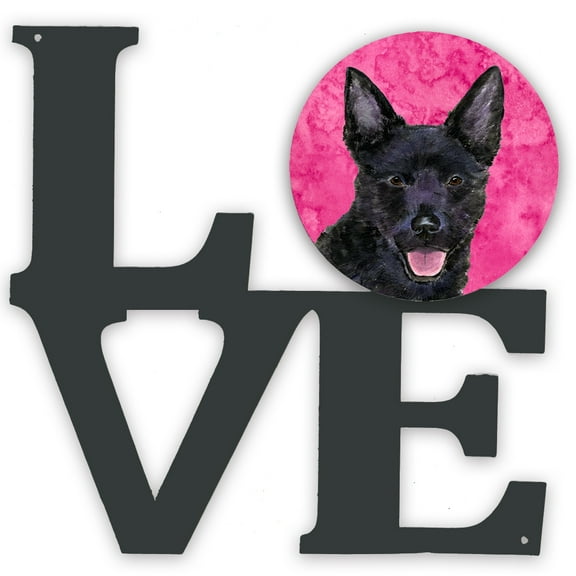 Pink Australian Kelpie Metal Wall Artwork LOVE
