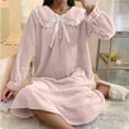 thumbnail image 6 of Busydd Flannel Nightgowns for Women Winter Warm Plush Sleepwear for Women Casual Solid Color Lapel Long Sleeve Pajamas for Women 2XL, 6 of 8