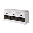 thumbnail image 4 of EUROCO 44" Storage Bench, Entry Bench Storage Bench with 3 Drawers, 3 Removable Classic Rattan Baskets, Wood Funiture for Living Room, Balcony, Gray, 4 of 7