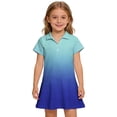 thumbnail image 2 of CCRFTGI Girls Dresses Polo Dress Size 6-7 Back To School Short Sleeve Uniform Casual Gradient Pleated Flare Skater Polo Dresses Summer Button-Down Collar Pique Polo Dress Blue 12-13 Years, 2 of 5