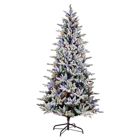 Vickerman 6.5 x 38 Flocked Vail Pine Artificial Christmas Tree Multi-colored Dura-Lit® LED Lights