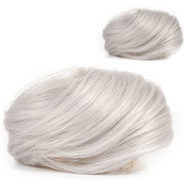 Moño desordenado Clip de pieza de cabello en extensiones de cabello de garra Peines sintéticos de co Abanopi Blanco