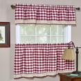 thumbnail image 3 of Woven Trends Farmhouse Curtains Kitchen Décor, Buffalo Plaid Valance, Classic Country Plaid Gingham Checkered Design, Farmhouse Décor, Window Curtain Treatments (Burgundy, 24" Tier Pair), 3 of 7