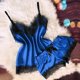 thumbnail image 2 of Gibobby Ropa Interior Sexy Conjunto de pijama con sexy, pantalones cortos, camisola de pestañas con cuello en V, ropa interior íntima con manchas de encaje para mujer(Azul, XXXL), 2 of 4