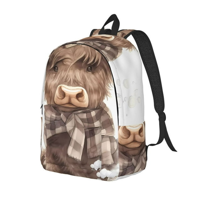Adobk C Print Canvas Backpack, Adjustable Shoulder Straps Large Capacity Stylish Design for School, Travel, Office-Medium