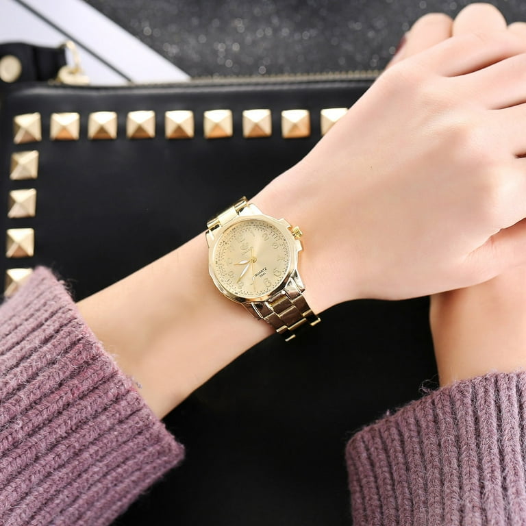 HIBRO Extra Large Face Watches for Men Women Fashion Stainless Steel Band Analog Quartz Round Wrist Watch Watches Walmart