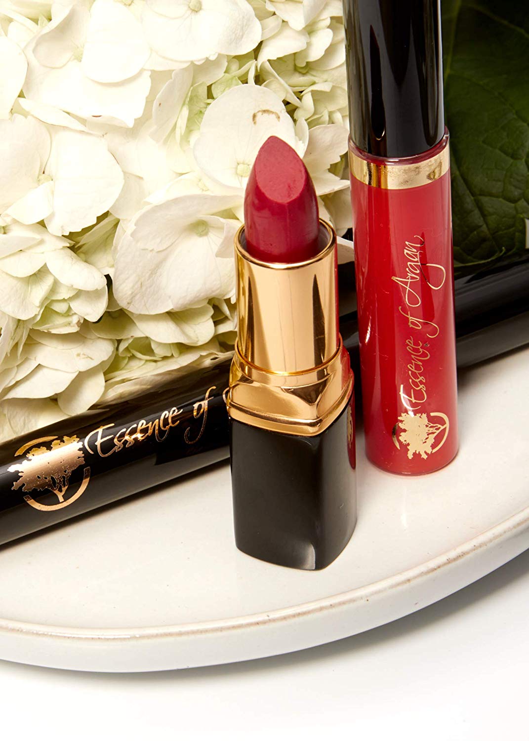 Essence of Argan Lip Gloss, Organic, Moisturizing, Plumping, Clear Red