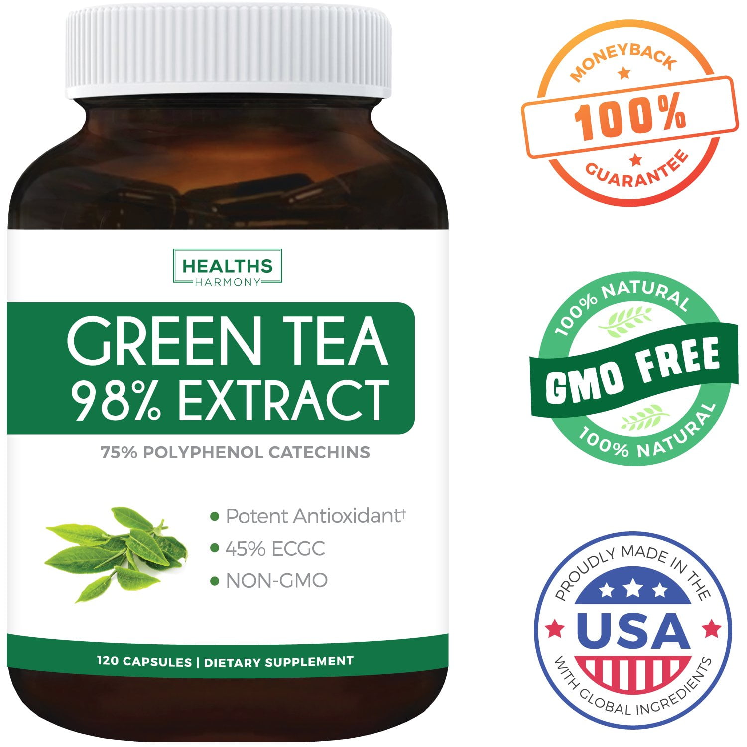 Green Tea Extract Non Gmo 120 Capsules With High Potency Green Tea Extract Non Gmo 120 Capsules With High Potency