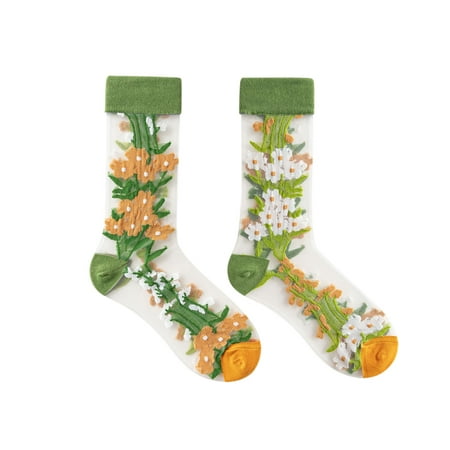 

Qufokar And Socks Tab Socks Teenager Ultra Retro Flowers Adult Thin Women Trend Socks Summer Socks