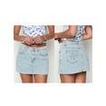 thumbnail image 2 of Rdhnmea Women Low Rise Jean Skirt Solid Raw Trim Mini Denim Skirt with Pockets, 2 of 9