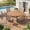 Walnut Table- Brown Chairs, variant on VOXBIN 5 Pieces Patio Dining Set - 40.7" Round Metal Table and 4 Stackable Chairs, Graywood Table and Gray Chairs