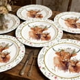thumbnail image 4 of shyuyusa 10-Pack 9 Inch 7 Inch Highland Cow Paper Plates Retro Floral Disposable Tableware for Party and Event Use, 4 of 6