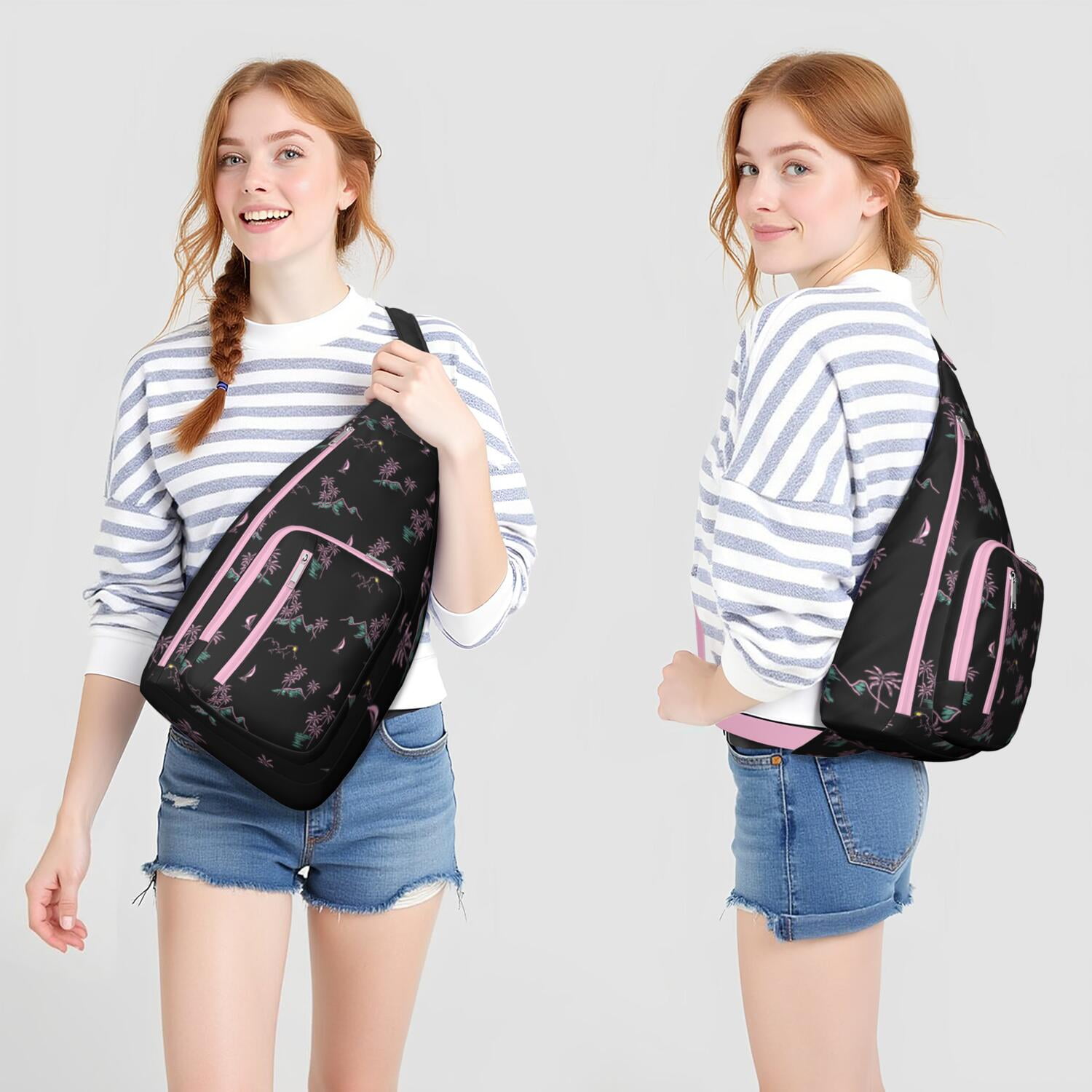 Safari Jungle Island Sling Bag, Multi-Pocket Chest Bag with Hide the Keyhole, Stylish for Women & Men