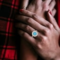 thumbnail image 5 of Clara Pucci 14K Rose Gold Round Cut 2Ct Simulated Turquoise Engagement Ring + Matching Band - Luxury Box Included, 5 of 7