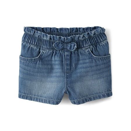 The Children's Place Baby Toddler Girls Pull-On Bow Front Denim Short, Sizes 6M-5T