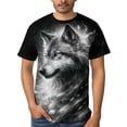 thumbnail image 4 of LAOLIUSN Men's 3D Wolf Graphic T-Shirt, All Over Print Animal Tee, Mystical Galaxy Wolf Short Sleeve Crew Neck Shirt, L, 4 of 7
