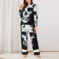 thumbnail image 2 of Balery Watercolor Skull Conjunto de Pijama con Estampado para Mujer, Conjunto de Dos Piezas con Manga Larga, Ropa de Dormir Suave con Bolsillos, Pijamas Cómodos-XX-Large, 2 of 7