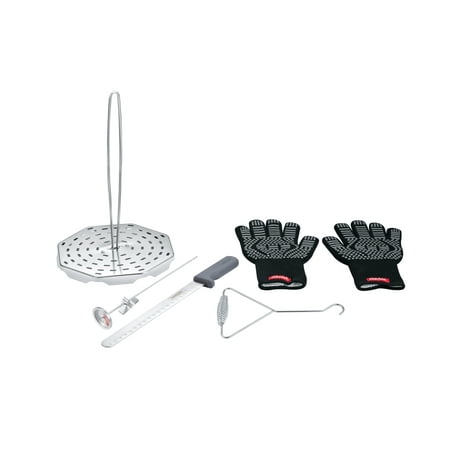 

CONCORD 6 Piece Stainless Steel Turkey Fryer Kit. Frying Accessories Includes: Rack Lifter Thermometer Gloves and Turkey Slicer Knife
