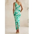 thumbnail image 2 of Vestido PRETTYGARDEN Ajustado con Hombro Descubierto y Fruncido Floral M, 2 of 8