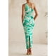 thumbnail image 2 of Vestido PRETTYGARDEN de un solo hombro con fruncido floral verde XL, 2 of 8