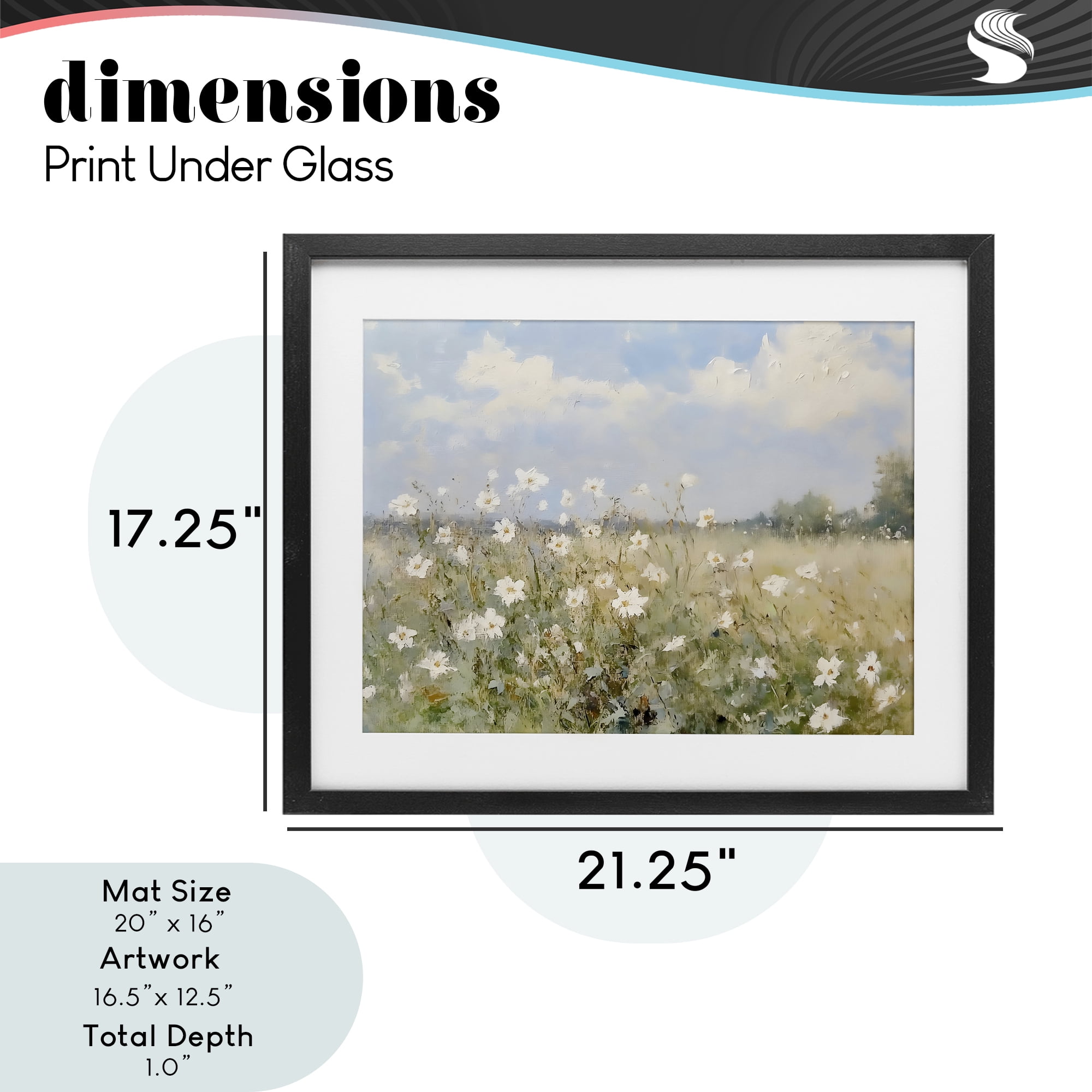Stupell Industries Neutral Wildflower Field in Bloom Black Framed Print Under Glass, design by LSR Design Studio