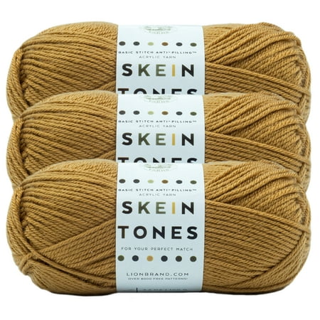 UPC: 0842093128342 | Lion Brand Yarn Basic Stitch Anti Pilling Skein Tones Cedarwood Anti Pilling Medium Acrylic Brown Yarn 3 Pack