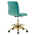 thumbnail image 4 of Modway Ripple Armless Performance Velvet Drafting Chair in Gold Teal, 4 of 9