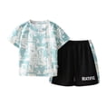 thumbnail image 4 of Bysome Boys Outfit Set Graphic Print Short Sleeve Crew Neck T-Shirts With Shorts Athletic Set Breathable Boys Outfit Size 2-3 Years Mint Green, 4 of 4