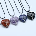 thumbnail image 2 of Zhuge Life Tree Necklace Pendant Men's and Women's Necklace Jewelry Pendant Handmade, Silver Handwound Peach Heart Natural Stone Heart Crystal Life Tree Necklace (White), 2 of 2