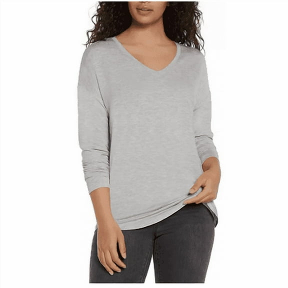 Express Women's Small Light Heather Grey Long Sleeve Tee