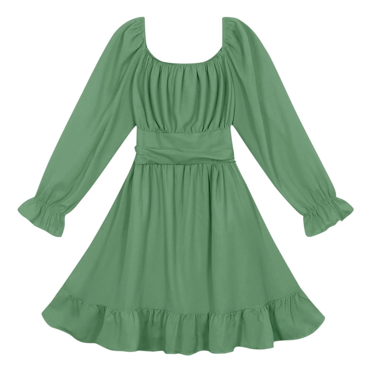 navy blue dress for baby girl Teen Dresses for Girls Green Long Sleeve Dress Girls Fall Winter Dresses  Junior Bridesmaid Dresses Girls Christmas Dress 14-15 Years