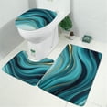 thumbnail image 2 of Teal Marble Gold Wave Pattern Bathroom Rugs Sets 3 Piece,Toilet Cover Set,Absorbent Non Slip Bathroom Mats Sets with U-Shaped Contour Rug Toilet Rug Set, 2 of 5