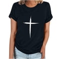 thumbnail image 1 of Camiseta Casual de Manga Corta de Cuello Redondo Impresa para las Mujeres, 95% Poliéster 5% Spandex Vintage Top Ligero para Diario, Fiesta Y Primavera Verano, 1 of 4