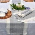 thumbnail image 5 of Coffee Table Runner Woven Stripes Dresser Top Cover Small Dining Table Mat Organic Cotton Rustic Farmhouse Short Cloth Strip For Kitchen Buffet Table Non Slip Ombre Texture Grey / Off White 14"x48”, 5 of 6