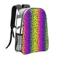 thumbnail image 3 of Honeii Animal Paw Rainbow Print Clear Backpack Heavy Duty Transparent Bag 17" See Through BookBag for Women Men Adults Work Festival Sports Travel, 3 of 7