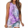 thumbnail image 2 of T-shirt Sans Manches Femmes Col Rond Top Femmes T-shirt Sans Manches Gilet Rond Imprimé Torsadé, Violet, L, 2 of 7