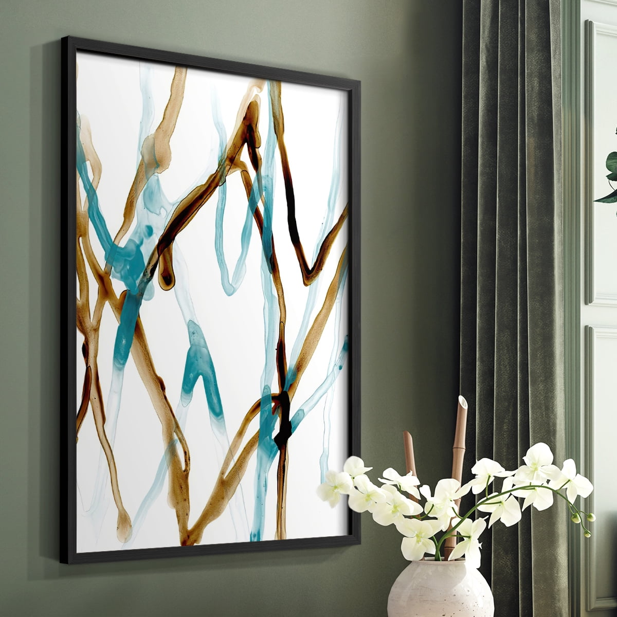 Runnel XVIII Framed Print in Black Solid Wood Framed Print No Nail Hanging
