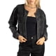 thumbnail image 1 of Jess por Meiko Chaqueta de Jean para Mujer Sin Cuello de Manga Larga Mini Crop Denim S Negro, 1 of 4