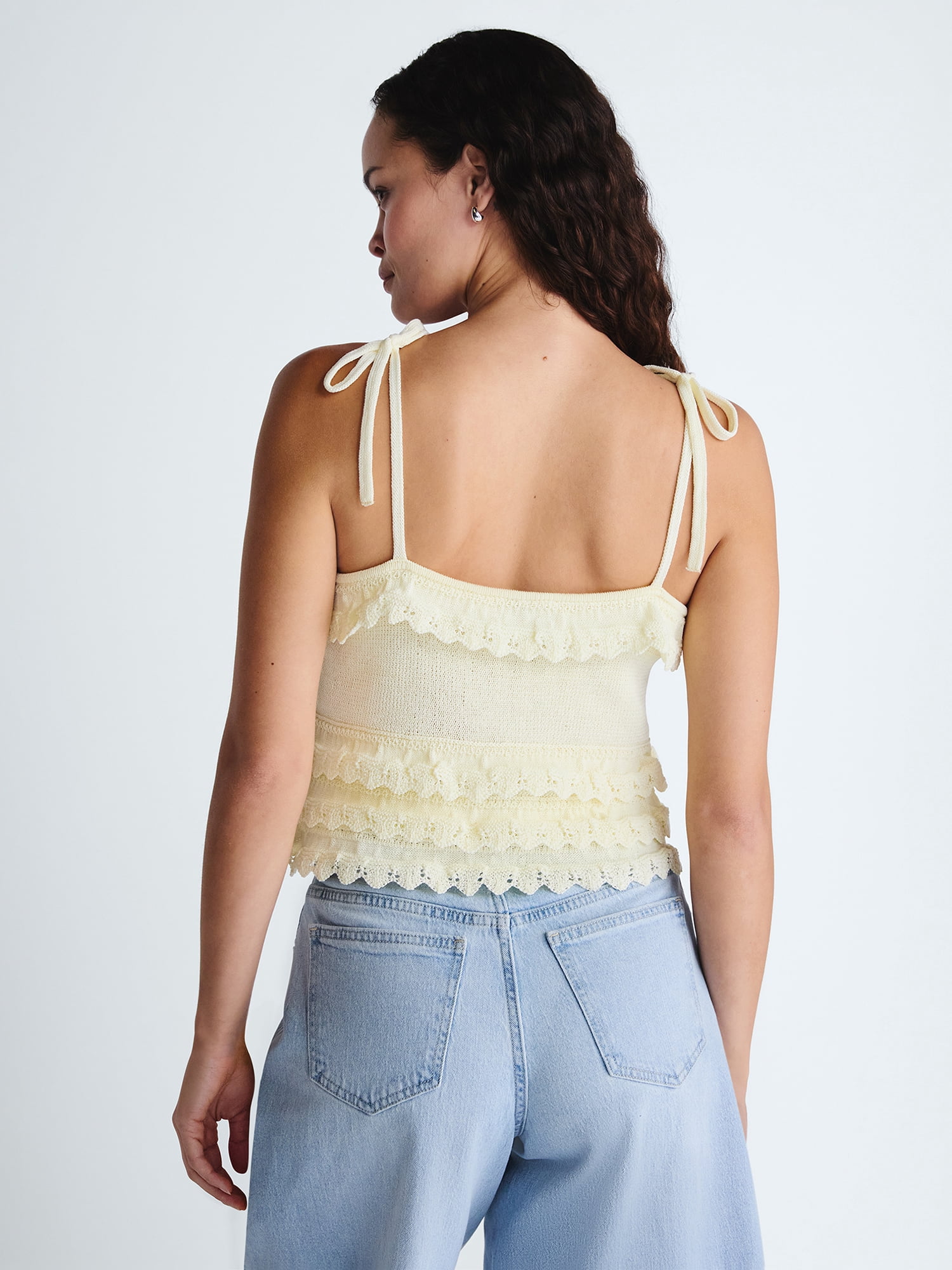 Scoop Women's Tie Ruffle Sweater Tank, Sizes XS-XXL