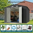 thumbnail image 4 of 10'x10' Outdoor Storage Shed, Lofka Large Metel Garden Shed with Double Lockable Door for Backyard|Patio ,Gray, 4 of 9