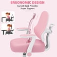 thumbnail image 6 of Hoffree Kids Desk Chair with Adjustable Backrest Flipped Arms Ergonomic Study Chair wtih Adjustable Footrest Height Rolling Pink office chair for Teens Boys Girls in Study Room, 6 of 10