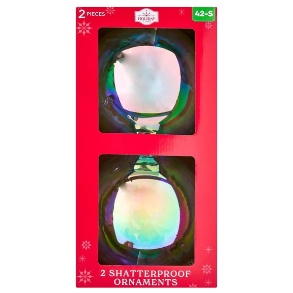 2-Count Iridescent Jumbo Ball Shatterproof Christmas Ornaments, 8.5", by Holiday Time