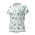 thumbnail image 2 of Naloa Leaf Print Green Print T-Shirts Short Sleeve V Neck Tees for Women Fashion Tops Trendy Lightweight Soft Casual Summer Outfits Clothes, 2 of 5
