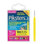 Pack of 40 Piksters Interdental Brushes Size 3 Yellow Handle Reusable For Cleaning Between Teeth