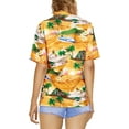 thumbnail image 2 of LA LEELA Women's Button Down Blouses Casual Summer Beach Party Blouse Shirt Hawaii Short Sleeve Dress Button up Hawaiian Shirts for Women M Beach Surf, Orange, 2 of 6