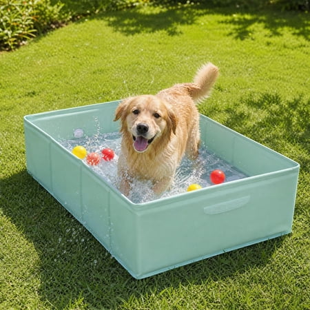 Foldable Pet Bath Tub &ndash; 73x40x22cm Portable Washing Basin for Small/Medium Dogs & Cats PVC Collapsible Travel Bathtub with Drain Plug